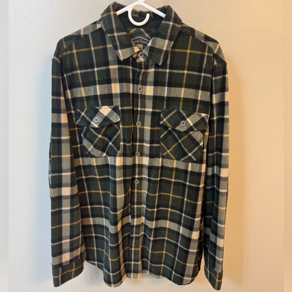 Men's Plaid Button Down Shirt - Black, Cream, and Gold
